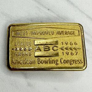 Vintage 1966 American Bowling Congress Most Improved Belt Buckle ✨